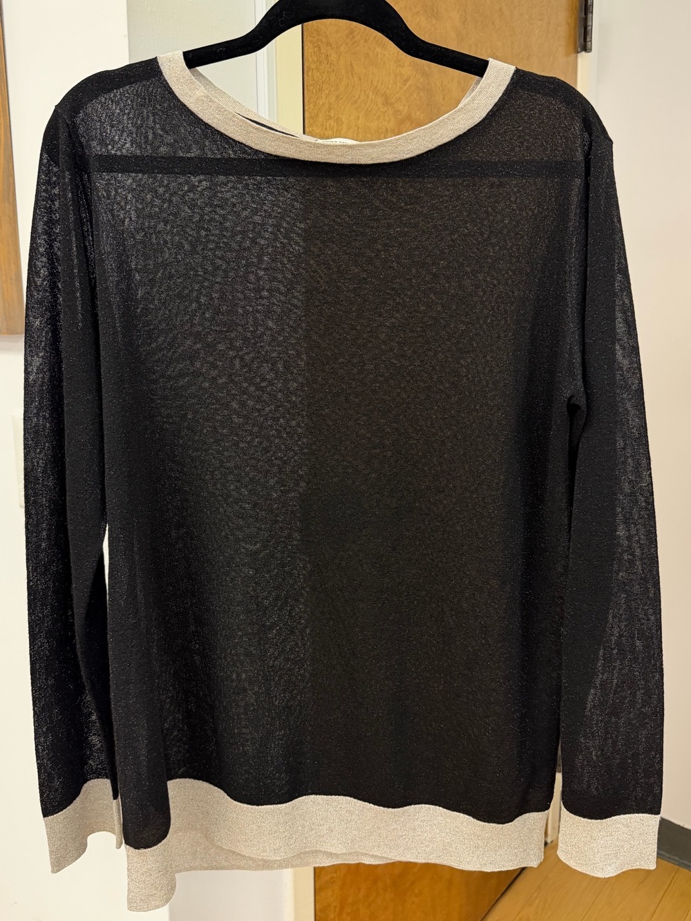 Dries Van Noten Sheer Black Lightweight Sweater W Silver Trim EUC - Picture 4 of 16